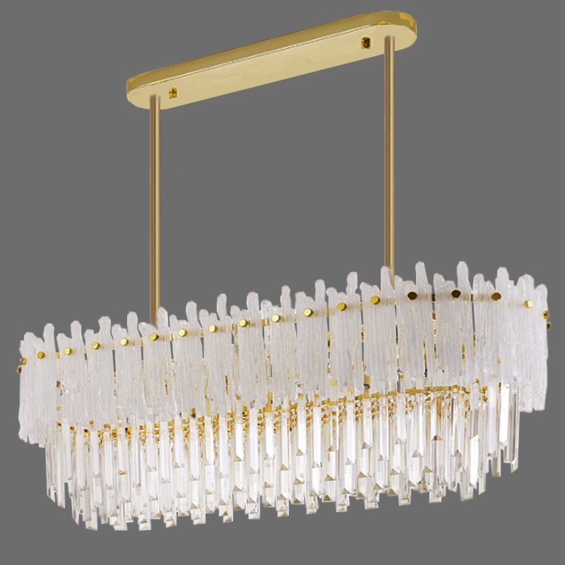 Люстра Murano Glass ICE Chandelier Rectangle Золотой Белый Прозрачное Стекло в Перми | Loft Concept 