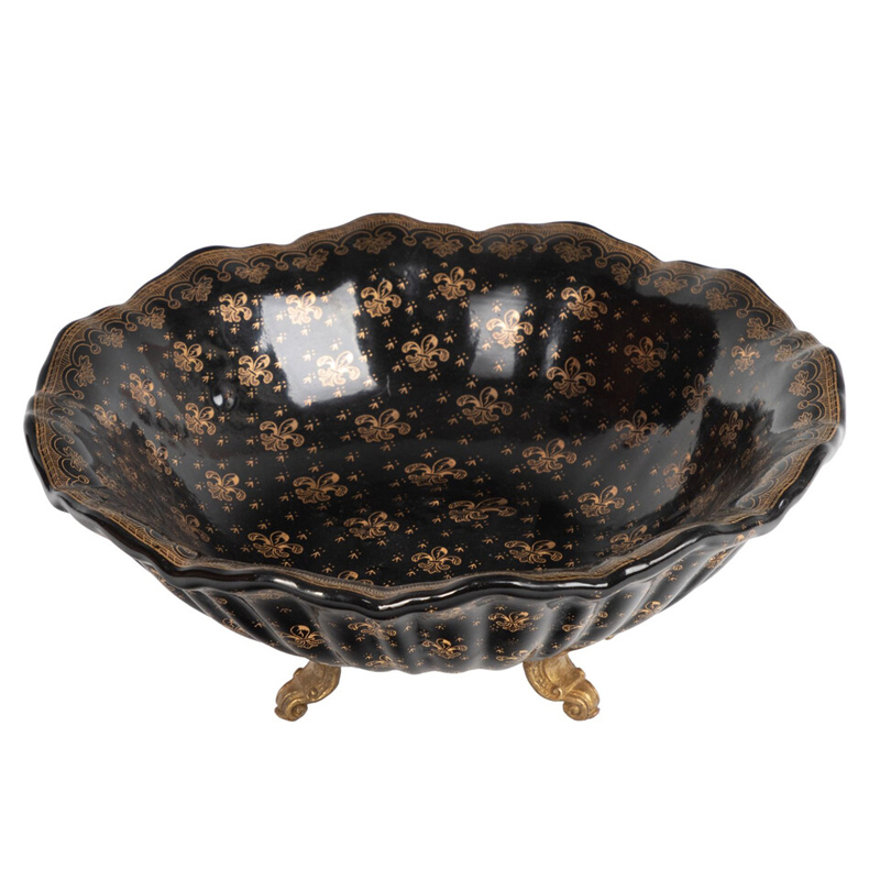 Блюдо черного цвета из фрафора на бронзовых ножках Eden Garden porcelain and bronze Черный Бронза Блюдо черного цвета из фрафора на бронзовых ножках Eden Garden porcelain and bronze Черный Бронза в Перми | Loft Concept