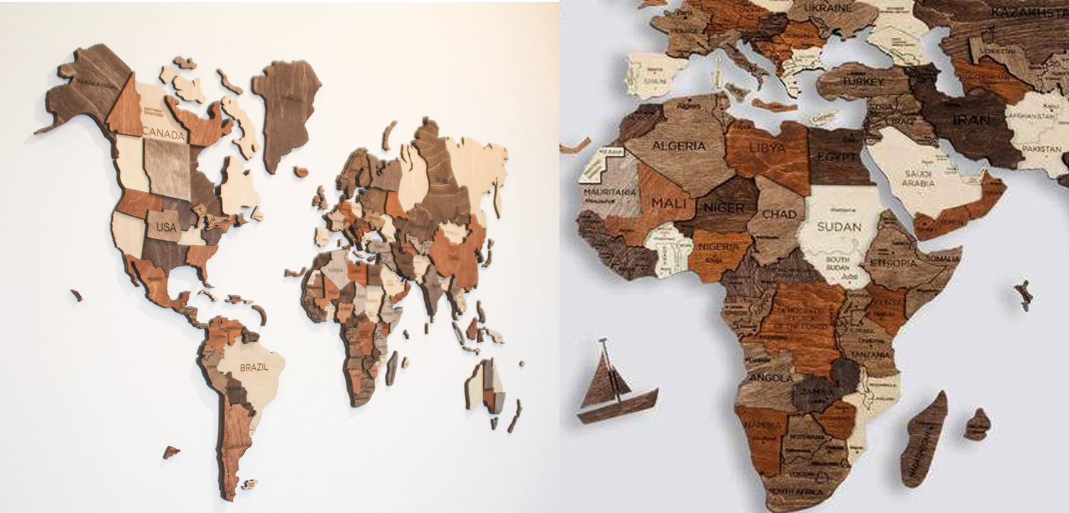 Аксессуар на стену Wooden World Map - фото