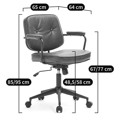 Офисное кресло в винтажном стиле на колёсах Glenn Dark Grey Chair в Перми