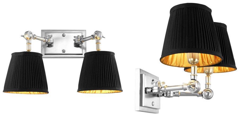 Бра Wall Lamp Wentworth Double Nickel+Black Бра Wall Lamp Wentworth Double Nickel+Black - Loft-Concept в Перми