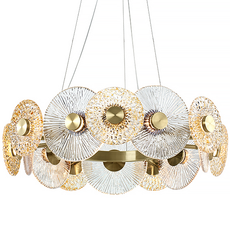 Люстра Clear and Amber Discs Chandelier Латунь Прозрачный Янтарь (Amber) в Перми | Loft Concept 