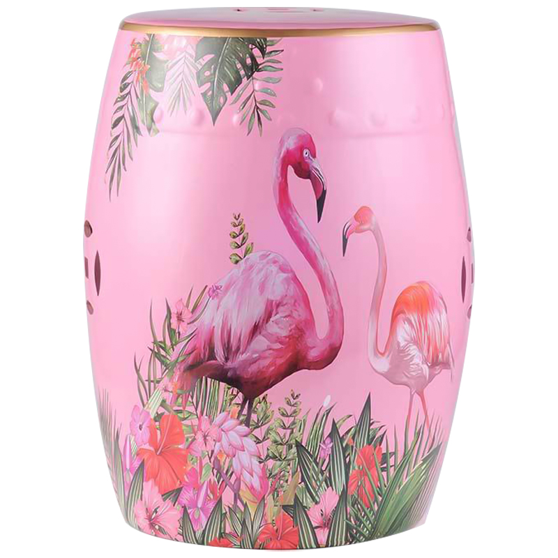 Керамический табурет Flamingo Tropical Animal Ceramic Stool Pink Розовый Зеленый в Перми | Loft Concept 