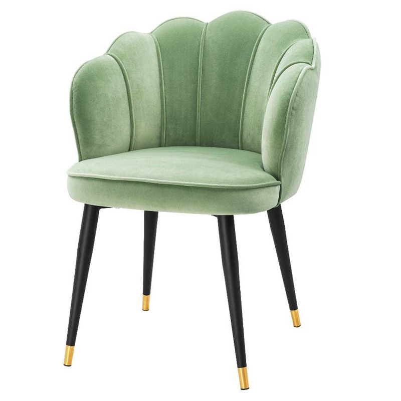 Стул Eichholtz Dining Chair Bristol pistache green Зеленый шалфей Черный Латунь в Перми | Loft Concept 