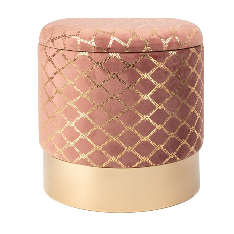 Пуф PUF Upholstery Gold Mesh розовый Розовый (Rose) Золотой в Перми | Loft Concept 