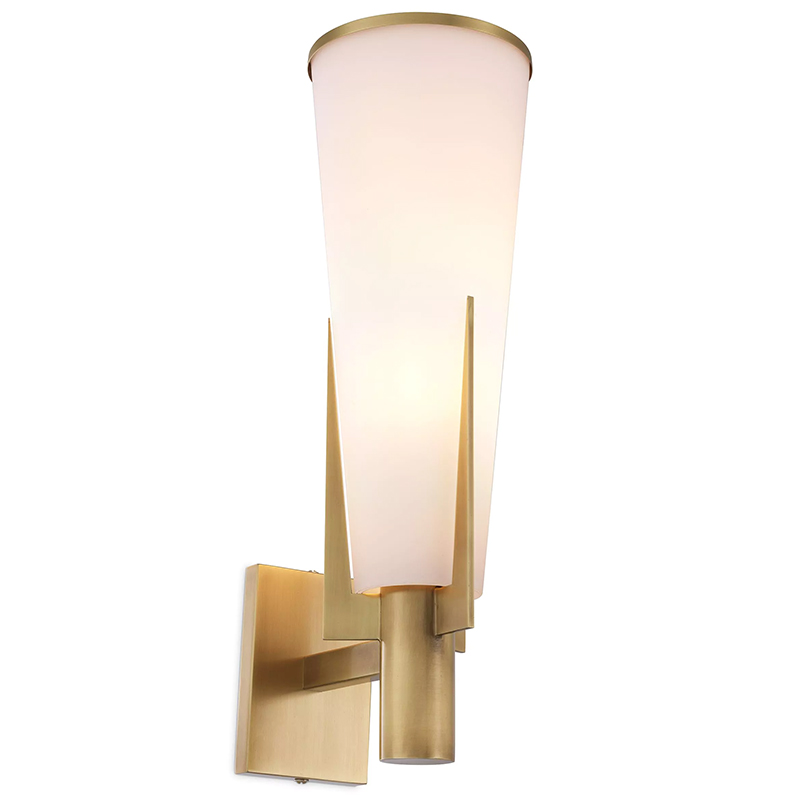 Бра Eichholtz Wall Lamp Dino Brass Латунь Белое матовое стекло в Перми | Loft Concept 