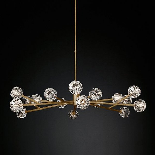 Люстра RH Boule De Cristal Round Chandelier 48 Латунь Черный в Перми | Loft Concept 