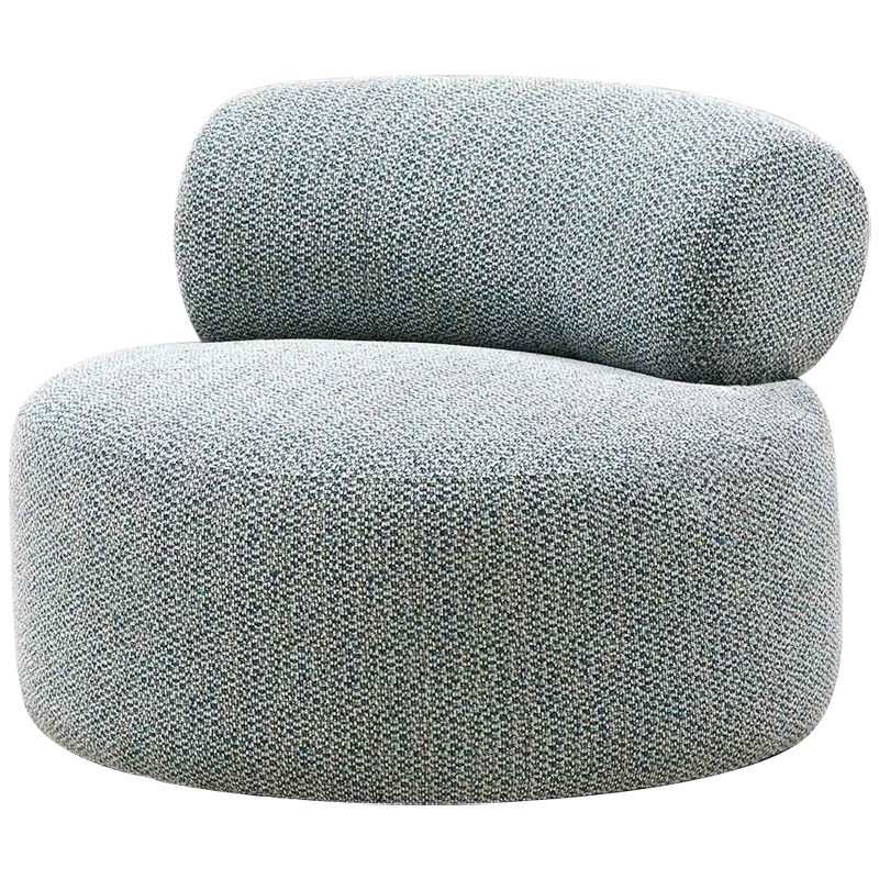 Дизайнерское круглое мягкое кресло в голубой пестрой обивке Roux Round Armchair Голубой в Перми | Loft Concept 