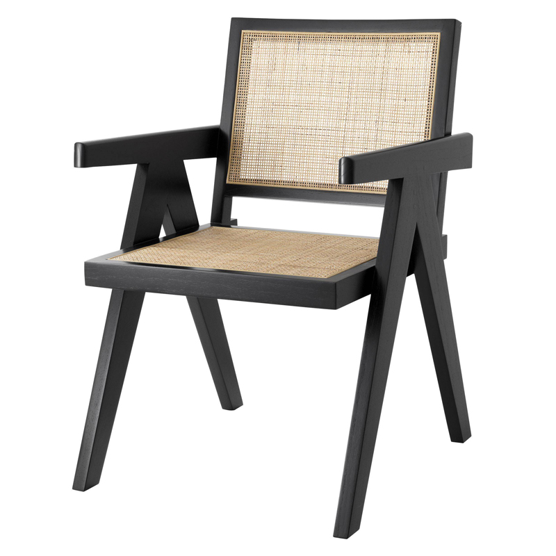 Стул Eichholtz Dining Chair Aristide black Черный Бежевый в Перми | Loft Concept 