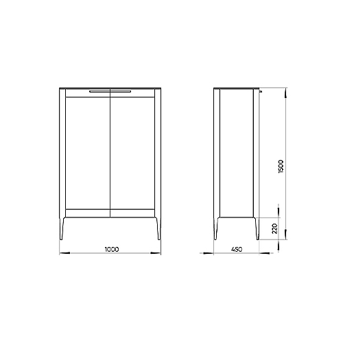 Витрина белая с 2-мя стеклянными дверцами и 3-мя полками Type  в Перми