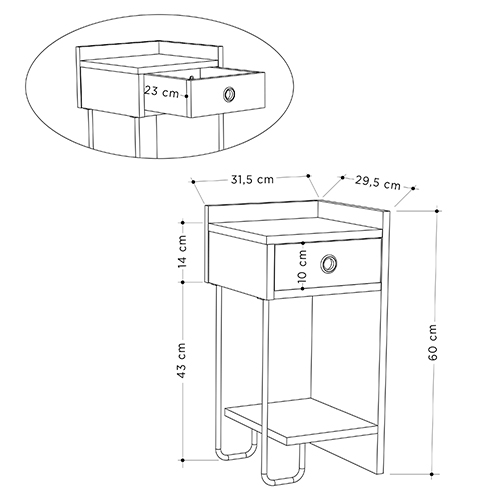 Прикроватная тумба белого цвета с ящиком и открытой полкой SIRIUS NIGHTSTAND RIGHT MODULE WHITE в Перми