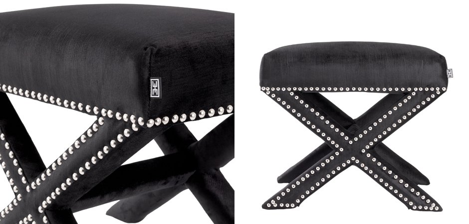Оттоманка Eichholtz Stool Perugia Black Оттоманка Eichholtz Stool Perugia Black - Loft-Concept в Перми