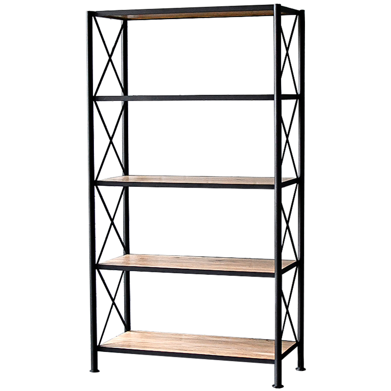 Стеллаж Buckley Industrial Metal Rust Rack Черный Древесина в Перми | Loft Concept 