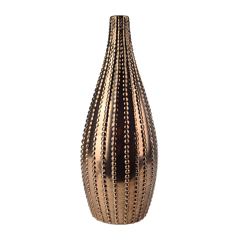 Ваза Ribbed Vase Narrow Throat bronze-gold 38  в Перми | Loft Concept 