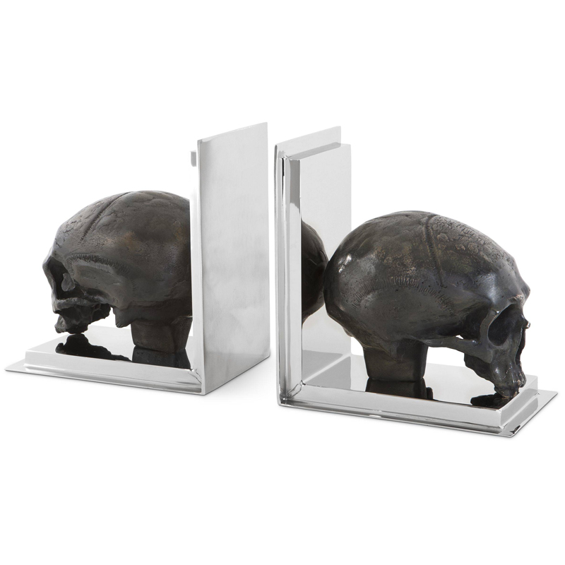 Держатель для книг Eichholtz Bookend Skull set of 2 Никель Винтажная латунь в Перми | Loft Concept 