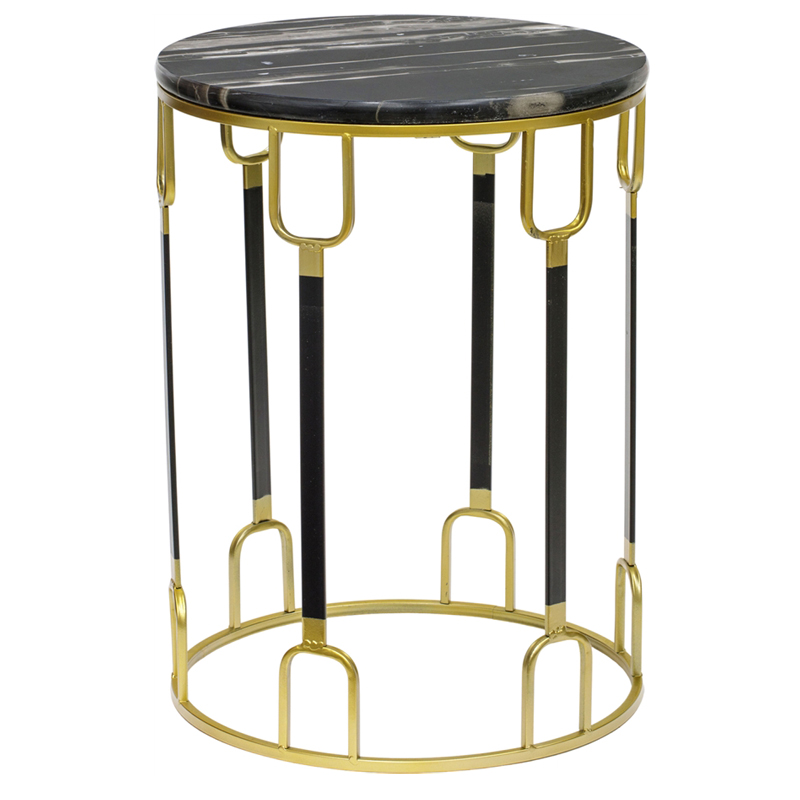 Приставной стол Dorius Side Table black marble high Латунь Черный Черный Мрамор Nero в Перми | Loft Concept 