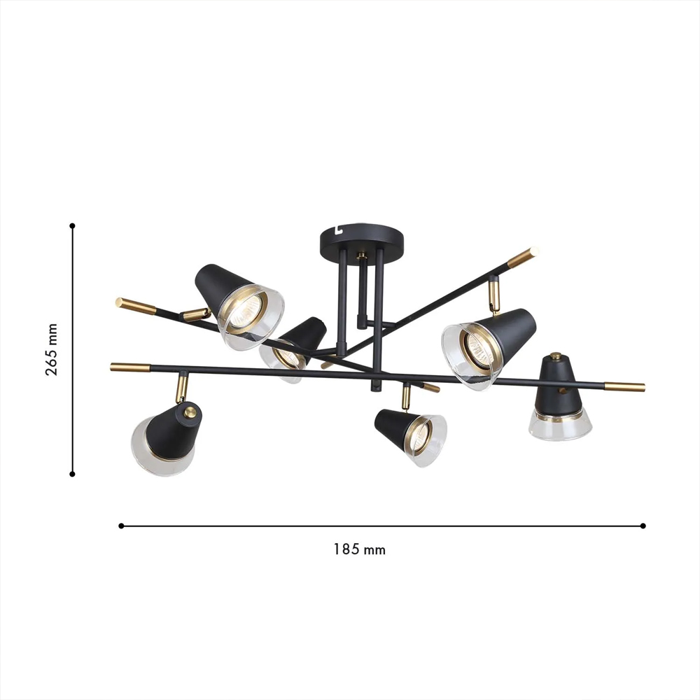 Потолочный светильник с конусообразными плафонами с контрастным сочетанием бронзы и глубоким черным цветом Aurika в Перми