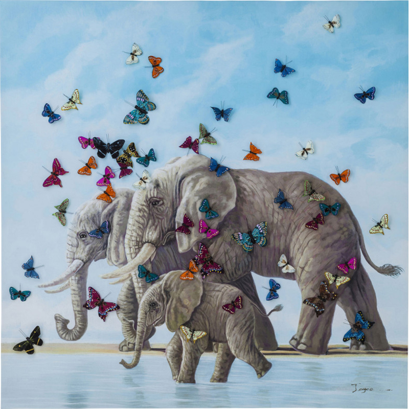 Картина Elephants with Butterflies painting  Мульти в Перми | Loft Concept 