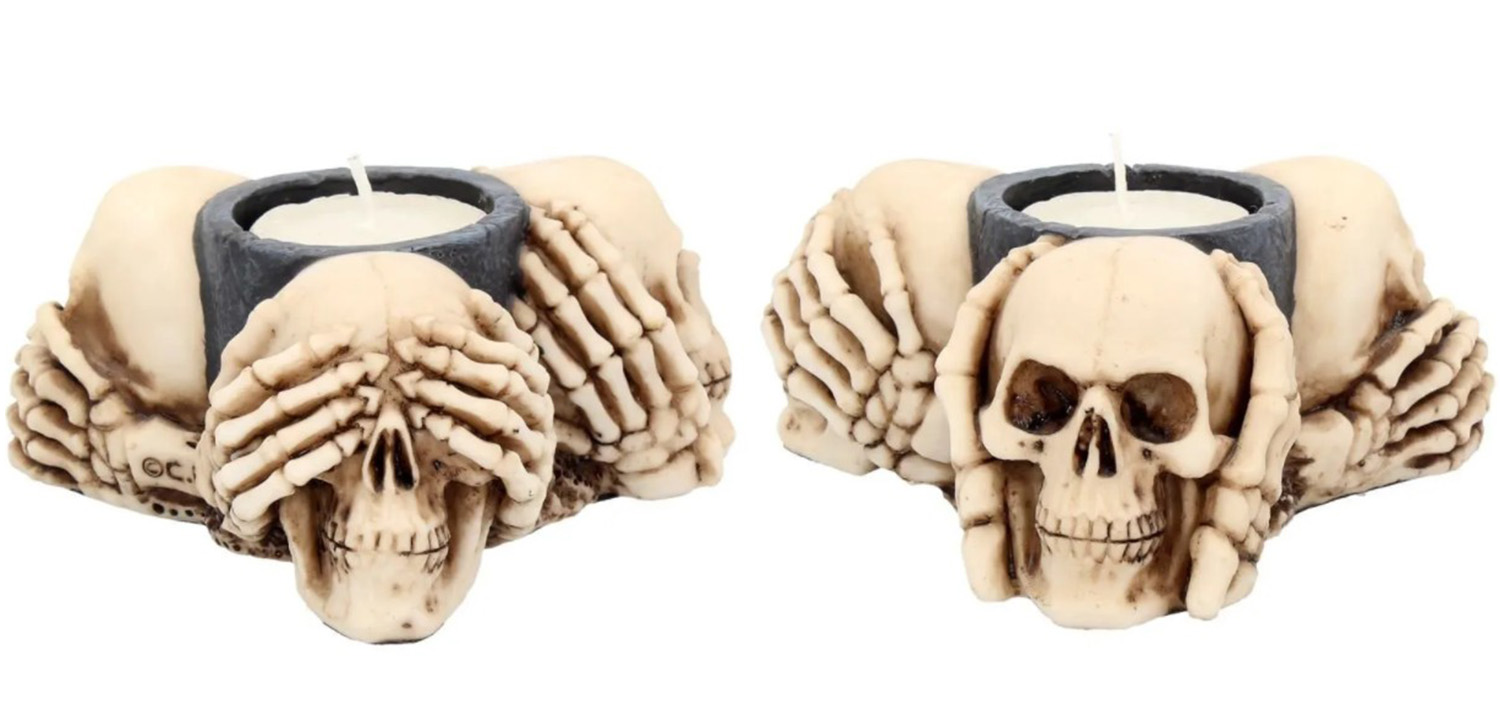 Подсвечник Three Wise Skulls - фото