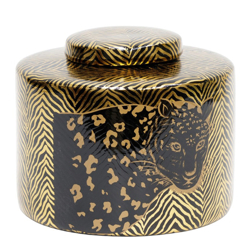 Ваза Leopard Vase black and gold 18 Черный Золотой в Перми | Loft Concept 