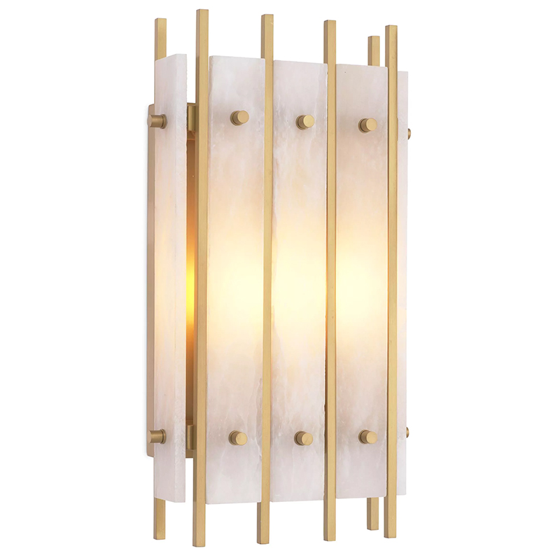 Бра Eichholtz Wall Lamp Sparks S Alabaster Латунь Бежевый Белый Мрамор Bianco в Перми | Loft Concept 