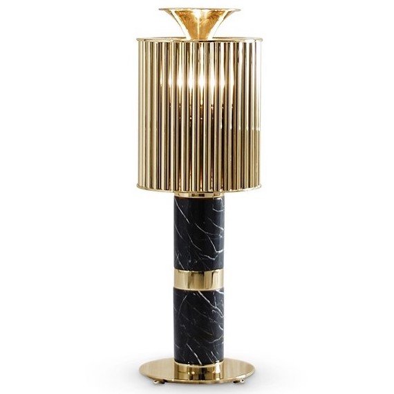 Настольная лампа Donna Table Light in Brass with Black Marble Base Глянцевое золото Черный Мрамор Nero в Перми | Loft Concept 