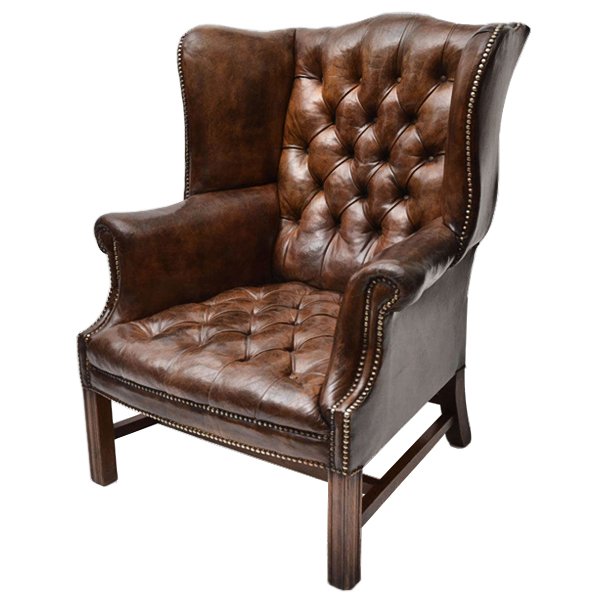 Кресло Vintage Leather chesterfield High Back Wing Chair Коричневый винтаж в Перми | Loft Concept 