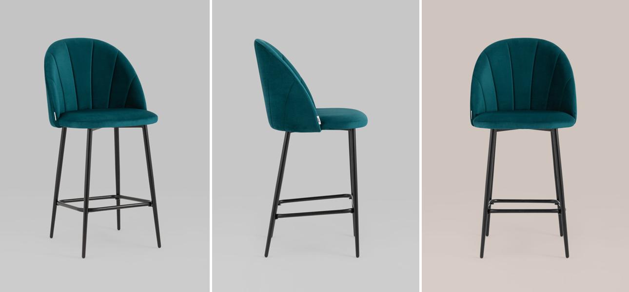 Барный Стул Balsari S Chair Темно-Бирюзовый Велюр - фото