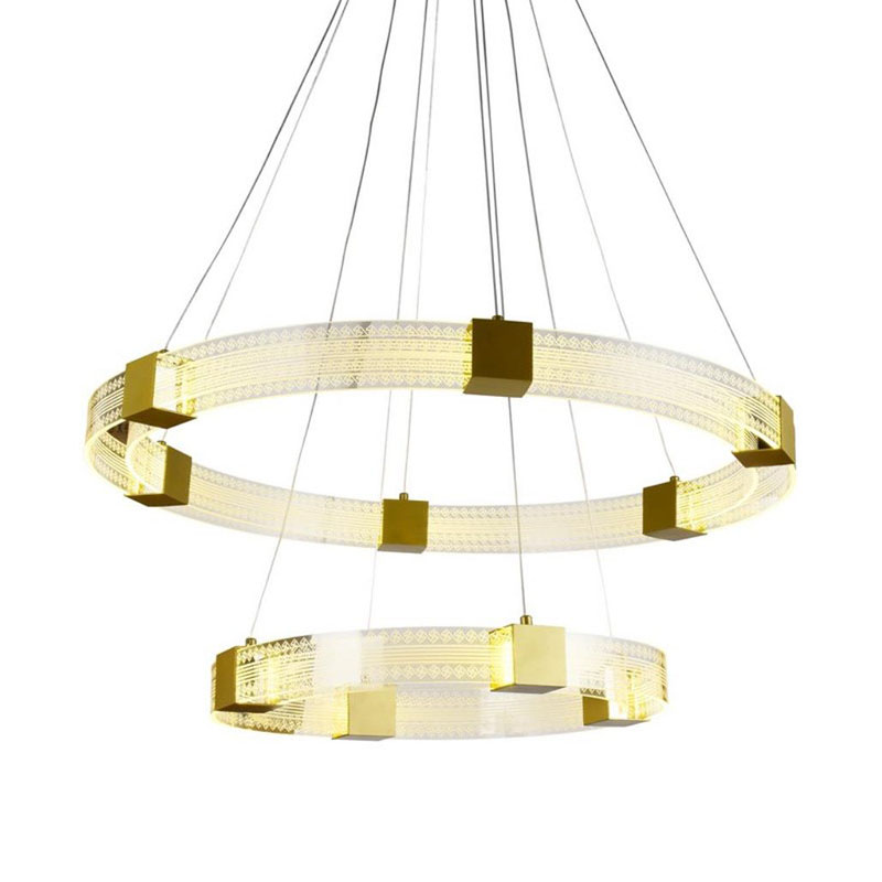 Люстра Два Кольца Ring Horizontal Ornament Meander 2 Прозрачный Золотой в Перми | Loft Concept 