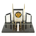 Настольный письменный набор из мрамора и змеевика с гербом России Marble Accessory варинант исполнения - 1 | Loft Concept в Перми