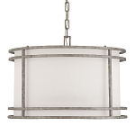 Подвесной светильник в виде барабана с тканевым абажуром и металлическим каркасом Warm Glow варинант исполнения - 3 | Loft Concept в Перми