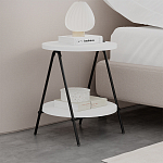 Стол приставной с 2-мя круглыми белыми столешницами ESSEL SIDE TABLE WHITE варинант исполнения - 7 | Loft Concept в Перми