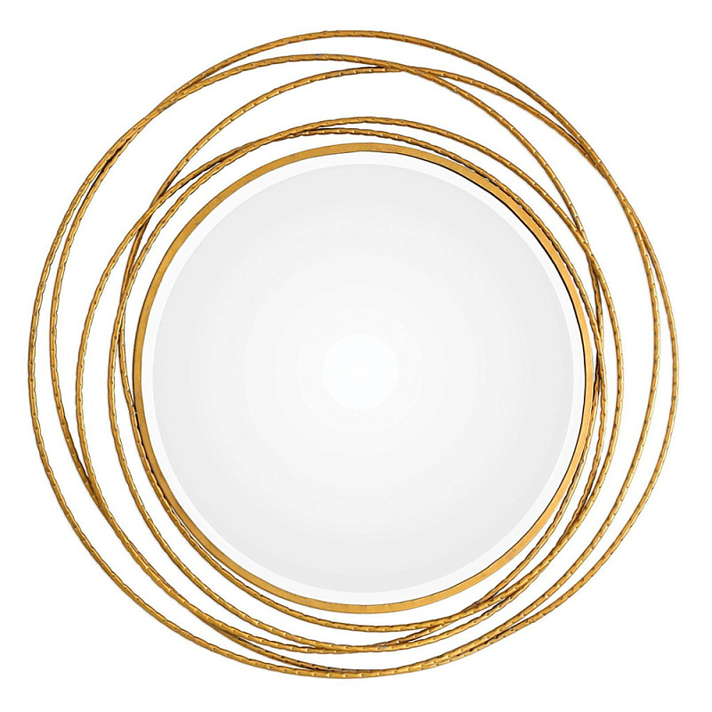 Золотое настенное круглое зеркало Golden Orbit Золотой в Перми | Loft Concept 