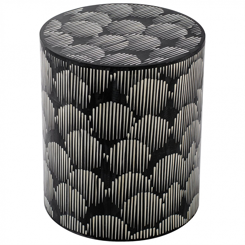 Табурет Black&white Indian Bone Inlay stool Черно-белый в Перми | Loft Concept 