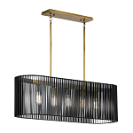 Люстра подвесная овальной формы с металлическим решетчатым абажуром матово-черного цвета и 5 лампами Kichler варинант исполнения - 2 | Loft Concept в Перми