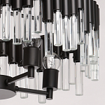 Люстра круглая из матового черного металла с подвесками из прозрачных стеклянных трубок Noir Tubes варинант исполнения - 5 | Loft Concept в Перми