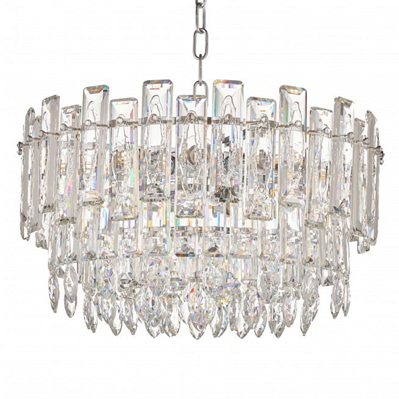 Круглая люстра с хрустальными подвесками на серебряном каркасе Gorgeous Crystal Light Хром Прозрачный Круглая люстра с хрустальными подвесками на серебряном каркасе Gorgeous Crystal Light Хром Прозрачный в Перми | Loft Concept