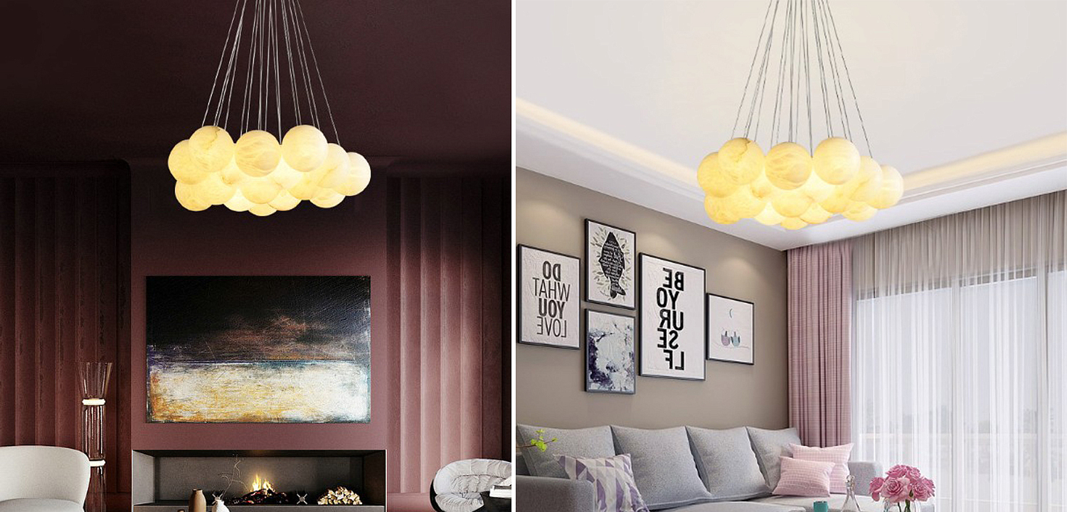 Каскадный Cветильник 16 Шариков из натурального мрамора Marble Balls Lamp Каскадный Cветильник 16 Шариков из натурального мрамора Marble Balls Lamp - Loft-Concept в Перми