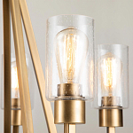 Люстра цвета латунь с 5-ю цилиндрическими плафонами из прозрачного пузырчатого стекла Kichler варинант исполнения - 4 | Loft Concept в Перми