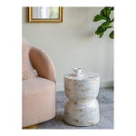 Приставной столик с мозаичным рисунком из раковин устриц Bone Inlay варинант исполнения - 6 | Loft Concept в Перми