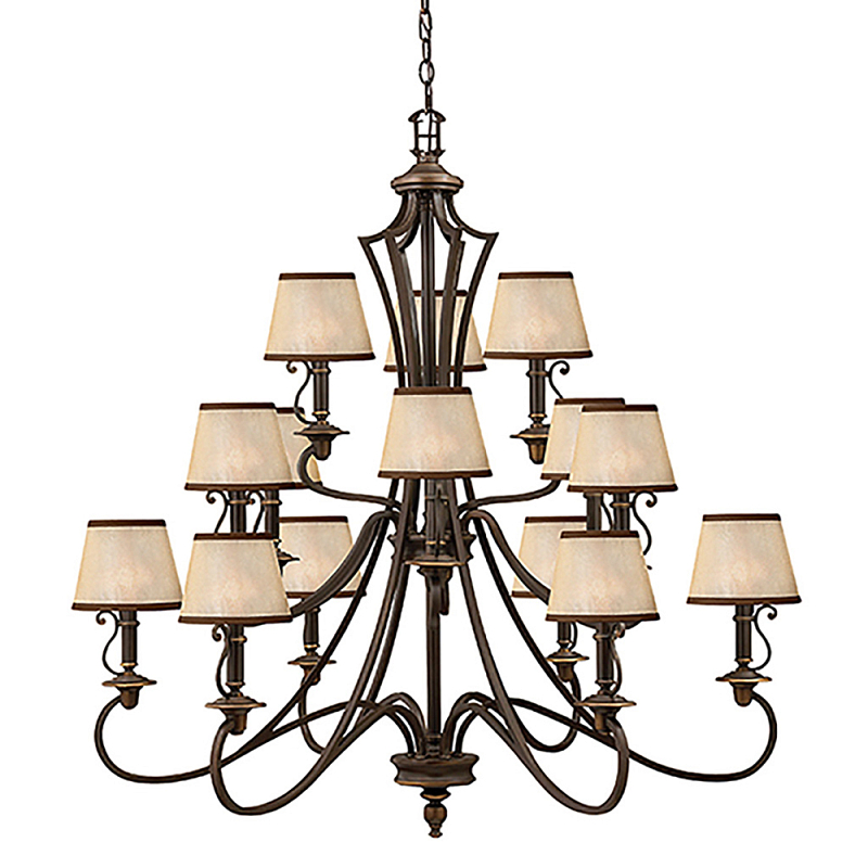 Люстра бронзового цвета с бежевыми абажурами из органзы в классическом стиле Hinkley Бронза Бежевый в Перми | Loft Concept 