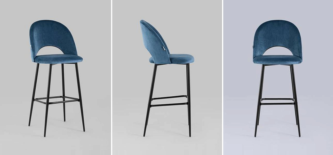 Барный Стул CLIFF Chair Синий Велюр Барный Стул CLIFF Chair Синий Велюр - Loft-Concept в Перми