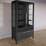 Витрина Primo со стеклянными фасадами и буфетом шпон Черный дуб варинант исполнения - 3 | Loft Concept в Перми