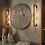 Бра вертикальное черного цвета с золотыми кругами и квадратами Gravyura варинант исполнения - 6 | Loft Concept в Перми