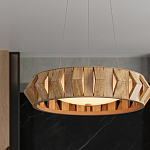 Люстра круглая из толстых деревянных реек Wooden Slats варинант исполнения - 5 | Loft Concept в Перми