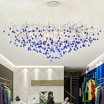 Люстра овальная с синими стеклянными подвесками в форме капель FAIRYTREE Light варинант исполнения - 4 | Loft Concept в Перми