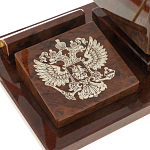 Настольный письменный набор с часами в виде пирамиды из природного камня обсидиана Pyramid of Time варинант исполнения - 3 | Loft Concept в Перми