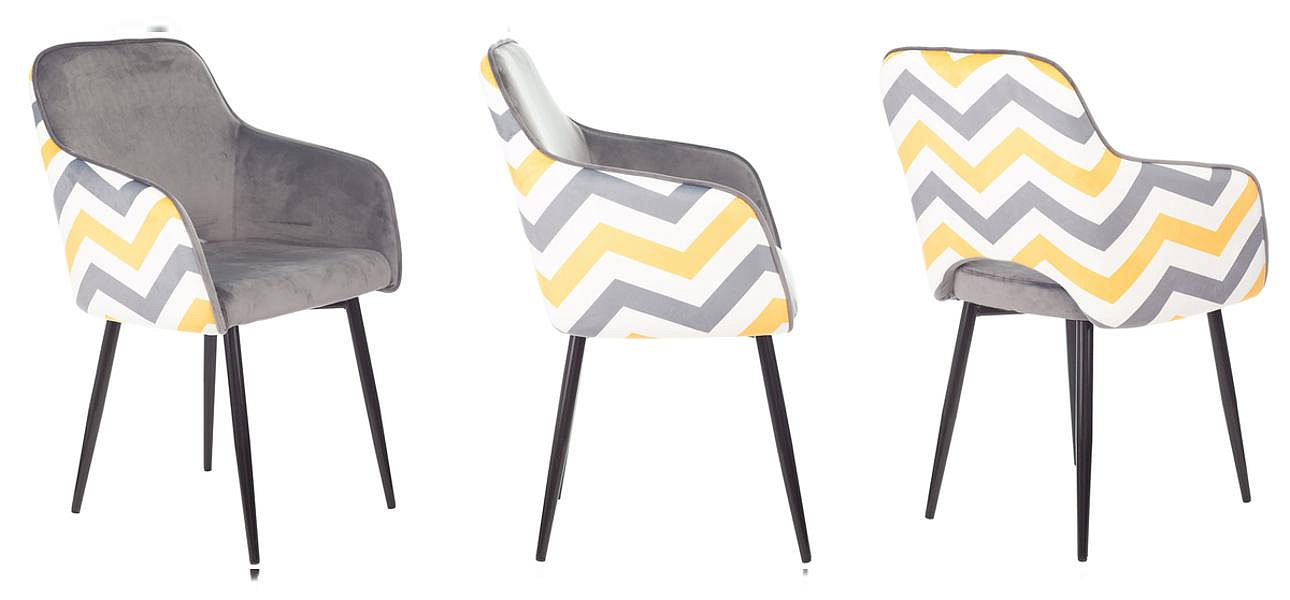 Стул SHARRON Chair Серый и Желтый Зигзаг Стул SHARRON Chair Серый и Желтый Зигзаг - Loft-Concept в Перми