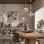 Подвесной светильник с прямоугольными и овальными элементами и акцентом из натурального камня Tectona  варинант исполнения - 7 | Loft Concept в Перми