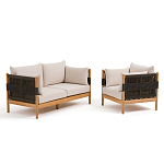 Садовый диван из тикового дерева и веревок Оreon варинант исполнения - 6 | Loft Concept в Перми